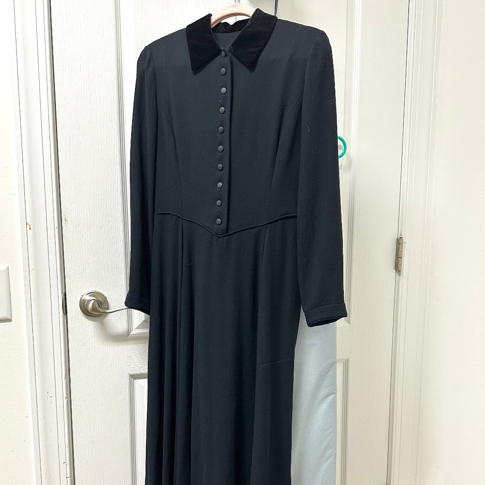 Laura Ashley Rare 1980s Long Black Dress